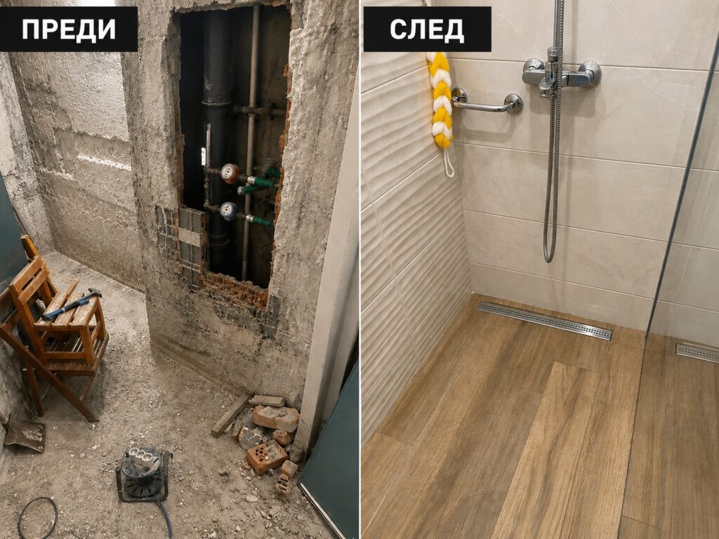 ремонт на баня преди и след